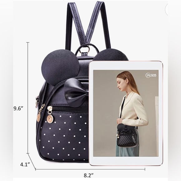 NWT Girls Bowknot Polka Dot Cute Mini Backpack Small Daypacks - Picture 6 of 6